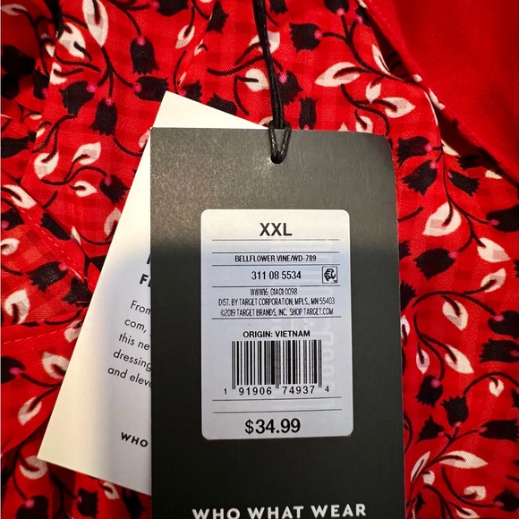 Who What Wear red/blk/wht high low ruffle sleeveless dress. NWT, never worn. - Picture 7 of 9